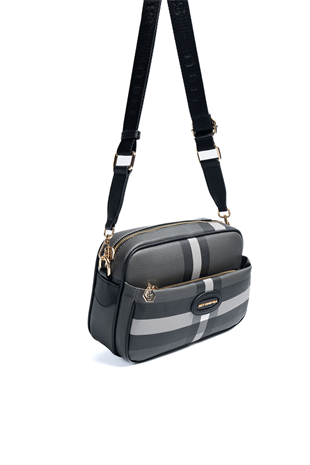 Silver Polo Siyah - Siyah Ekose Kadın Çapraz Çanta SP1267