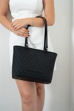 Silver Polo SP1204 Kadın Omuz Çantası Monogram Siyah-Siyah