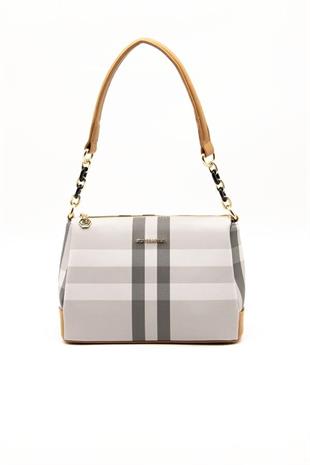 Silver & Polo SP910 Kadın Çapraz Çanta Ekose A.Gri-A.Taba