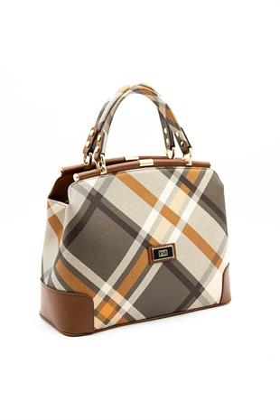 Silver & Polo SP706 Kadın El Çantası Ekose Haki-Taba