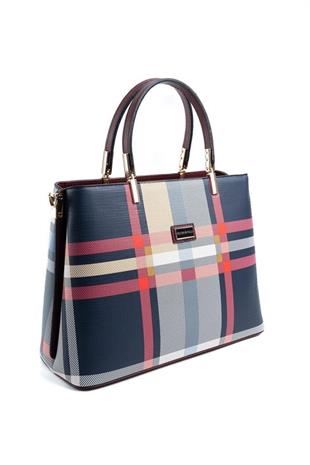 Silver & Polo SP924 Kadın El Çantası Ekose Laci-Bordo