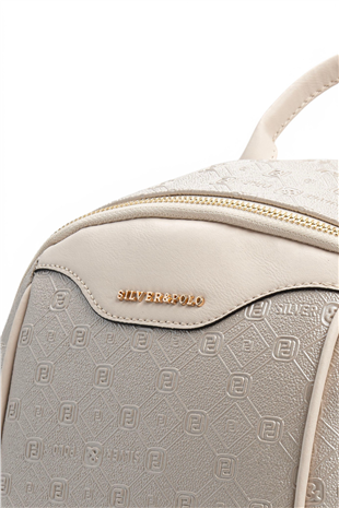 Silver Polo SP906 Kadın Sırt Çantası Logolu Bej-Bej