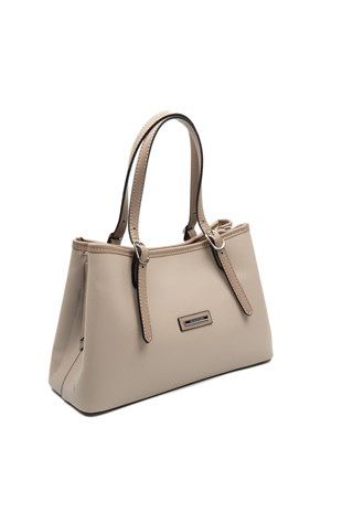 Silver & Polo SP1252 Kadın El Çantası Düz Koyu Bej-Latte