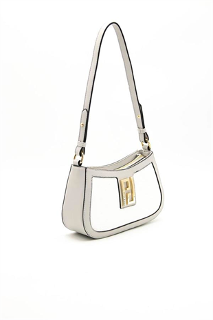 Silver & Polo SP1132 Kadın Çapraz Çanta Logolu Beyaz-A.Gri