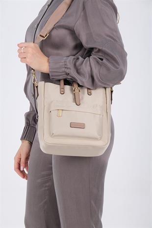 Silver & Polo SP1218 Kadın El Çantası Saten Bej-Kum