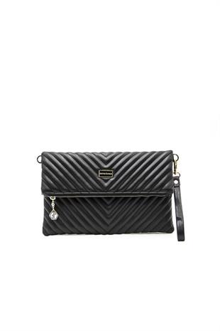 Silver & Polo SP1134 Kadın Portföy & Clutch Kapitone V Siyah