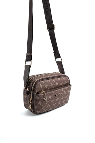 Silver & Polo SP1162 Kadın Çapraz Çanta Monogram Kahve