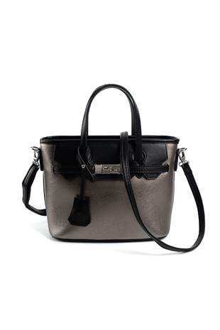 Silver & Polo Platin - Siyah SP1185 Kadın El Çantası