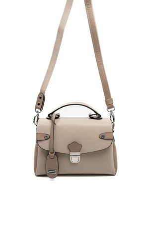 Silver & Polo SP1159 Kadın El Çantası Düz Koyu Bej-Latte