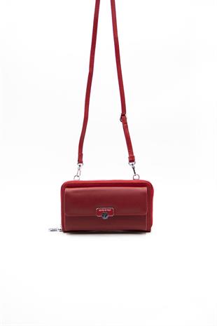 Silver & Polo Kırmızı - Kırmızı SP921 Kadın Askılı Cüzdanlı Telefon Çantası