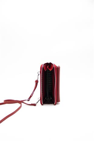 Silver & Polo Kırmızı - Kırmızı SP921 Kadın Askılı Cüzdanlı Telefon Çantası