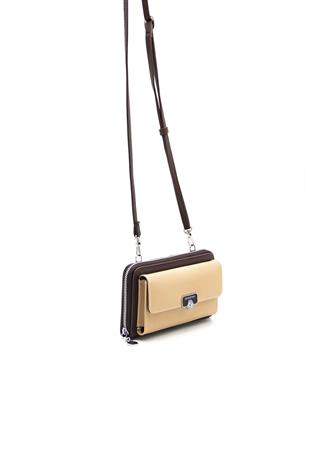 Silver & Polo Nut - Kahve SP921 Kadın Askılı Cüzdanlı Telefon Çantası