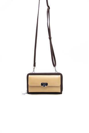 Silver & Polo Nut - Kahve SP921 Kadın Askılı Cüzdanlı Telefon Çantası