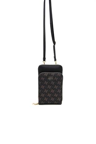 Silver & Polo Siyah Bakır  - Siyah SP1011 Kadın Askılı Cüzdanlı Telefon Çantası