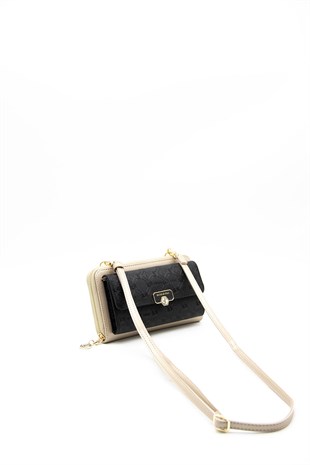 Silver & Polo Siyah - S.nut SP921 Kadın Askılı Cüzdanlı Telefon Çantası