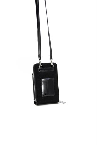 Silver & Polo Siyah - Siyah SP1011 Kadın Askılı Cüzdanlı Telefon Çantası