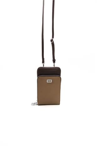 Silver & Polo Vizon - Kahve SP1011 Kadın Askılı Cüzdanlı Telefon Çantası