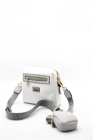 Silver & Polo Beyaz - A.gri SP1038 Kadın Çapraz Çanta