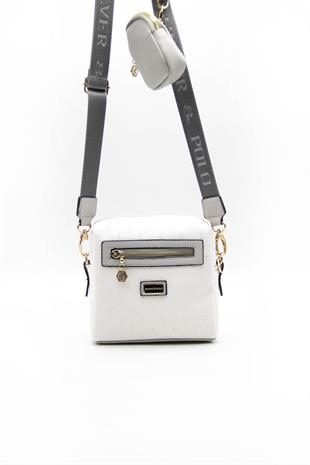 Silver & Polo Beyaz - A.gri SP1038 Kadın Çapraz Çanta