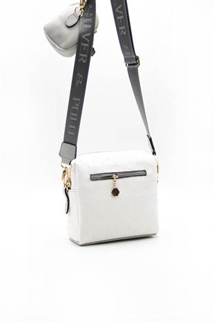 Silver & Polo Beyaz - A.gri SP1038 Kadın Çapraz Çanta
