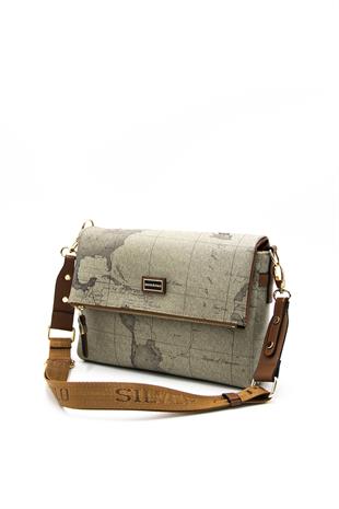 Silver & Polo Haki - A.Taba SP963 Kadın Çapraz Çanta