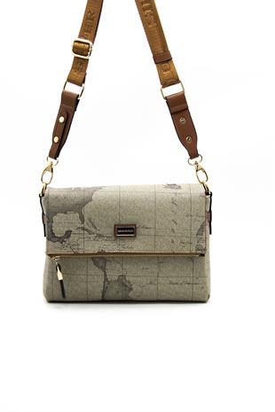 Silver & Polo Haki - A.Taba SP963 Kadın Çapraz Çanta