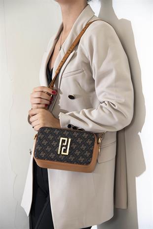 Silver & Polo Kahve Sarı - A.Taba SP1078 Kadın Çapraz Çanta