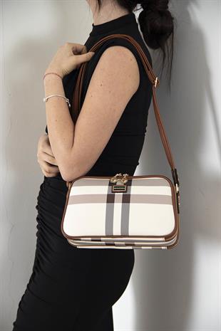 Silver & Polo Krem - Taba SP899 Kadın Çapraz Çanta