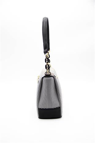 Silver & Polo Siyah Beyaz - Siyah SP910 Kadın Çapraz Çanta