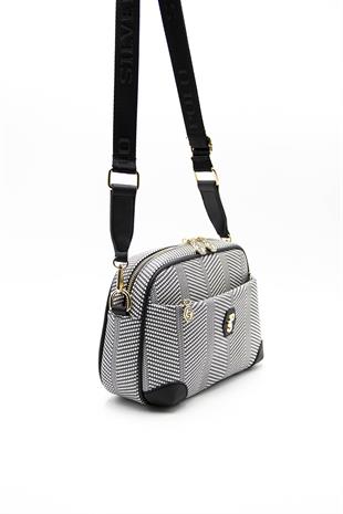 Silver & Polo Siyah Beyaz - Siyah SP1094 Kadın Çapraz Çanta