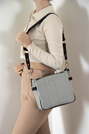 Silver & Polo Siyah Beyaz - Siyah SP884 Kadın Çapraz Çanta