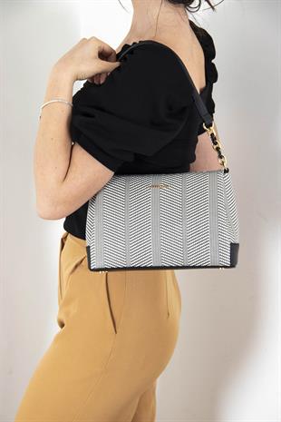 Silver & Polo Siyah Beyaz - Siyah SP910 Kadın Çapraz Çanta