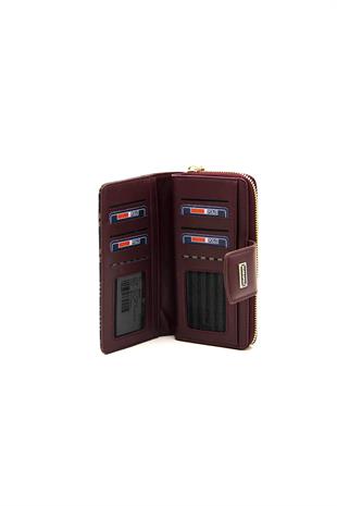 Silver & Polo Kahve Sarı - Bordo SP928 Kadın Cüzdan & Kartlık