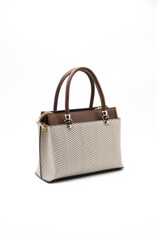 Silver & Polo Bej - Taba SP826 Kadın El Çantası