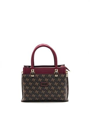 Silver & Polo Kahve Sarı - Bordo SP826 Kadın El Çantası