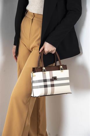 Silver & Polo Krem - Taba SP826 Kadın El Çantası