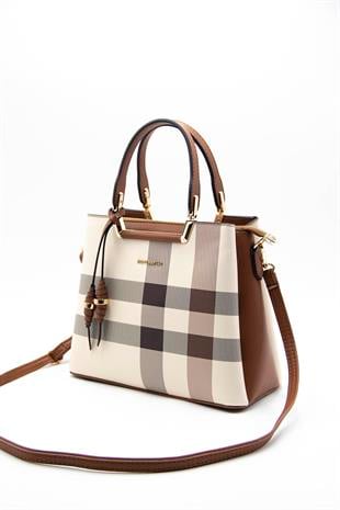 Silver & Polo Krem - Taba SP969 Kadın El Çantası