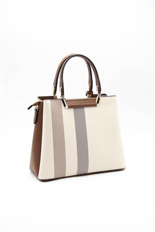 Silver & Polo Krem - Taba SP969 Kadın El Çantası