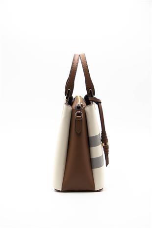 Silver & Polo Krem - Taba SP969 Kadın El Çantası