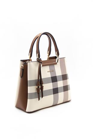 Silver & Polo Krem - Taba SP969 Kadın El Çantası