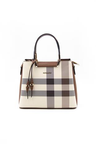 Silver & Polo Krem - Taba SP969 Kadın El Çantası