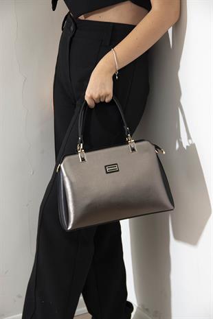 Silver & Polo Platin - Siyah SP972 Kadın El Çantası