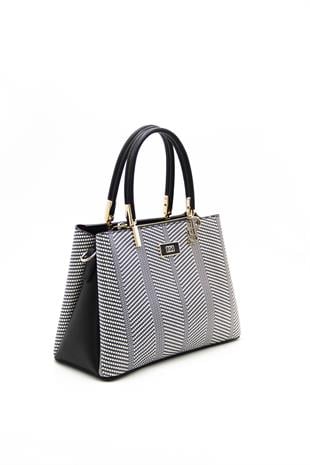 Silver & Polo Siyah Beyaz - Siyah SP1098 Kadın El Çantası