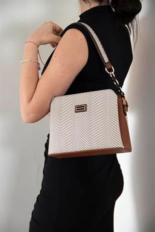 Silver & Polo Bej - Taba SP937 Kadın Omuz Çantası