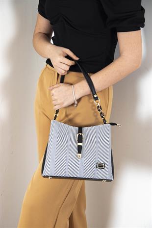Silver & Polo Siyah Beyaz - Siyah SP974 Kadın Omuz Çantası