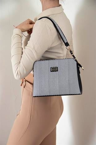 Silver & Polo Siyah Beyaz - Siyah SP937 Kadın Omuz Çantası