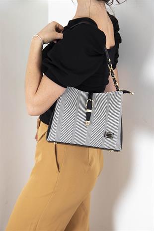 Silver & Polo Siyah Beyaz - Siyah SP974 Kadın Omuz Çantası