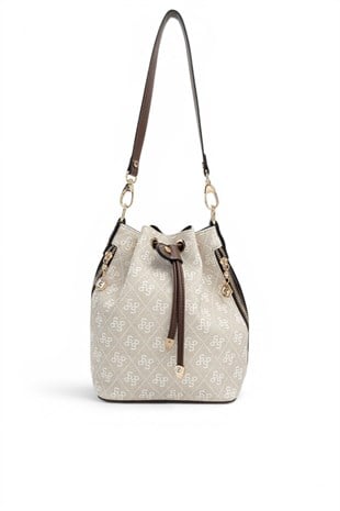 Silver Polo Taş - Kahve Monogram Kadın Omuz Çantası SP1137