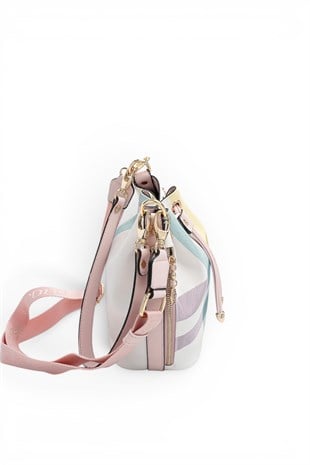 Silver Polo Lila - Pembe Ekose Kadın Omuz Çantası SP1137
