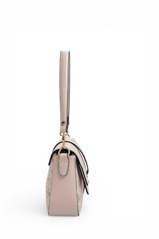 Silver Polo Pembe - Pudra Monogram Kadın Omuz Çantası SP1177